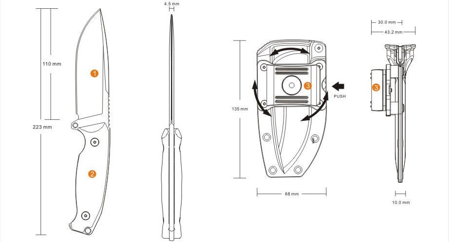 Ruike Jager F118 messer mit feststehender klinge – grün