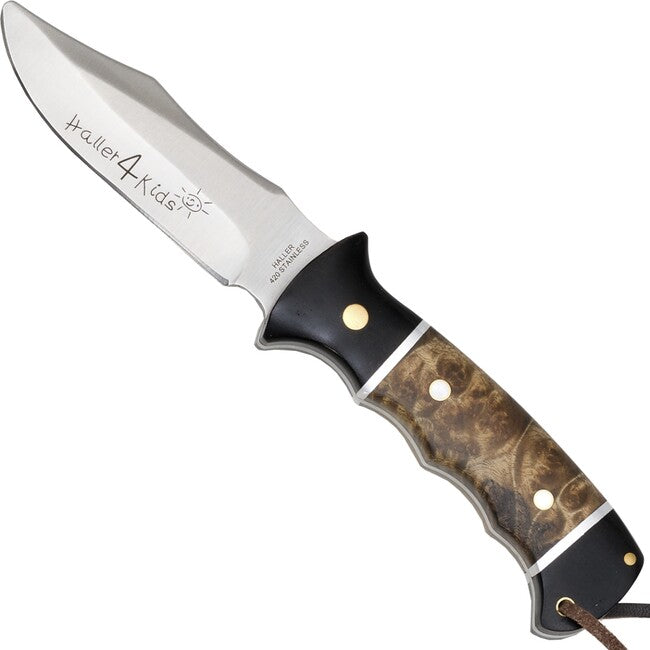 Haller Jugend Messer mit feststehender Klinge Ebenhholz/Wurzelholz