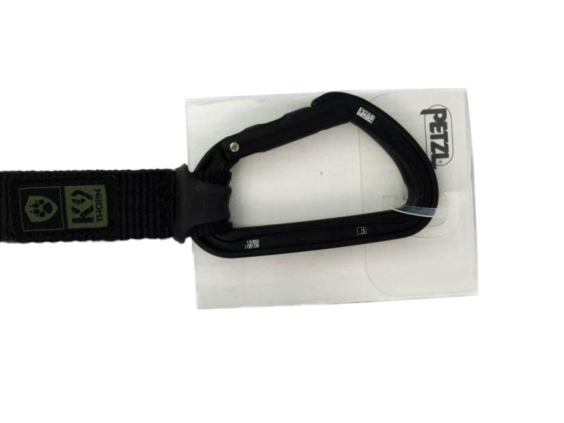 K9 Thorn Doppelgriffleine mit Petzl-Karabiner, schwarz, XL