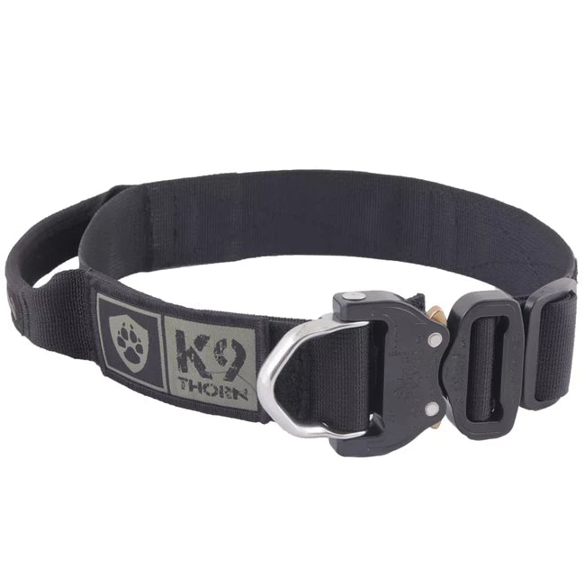 K9 Dornhalsband mit Cobra-Echo-Griff 38 mm, schwarz