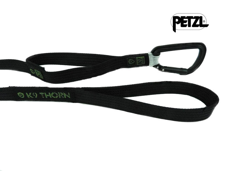 K9 Thorn Doppelgriffleine mit Petzl-Karabiner, schwarz, L