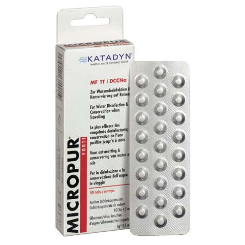 Katadyn Micropur MC 1T Katadyn-Tabletten dienen zur Wasserdesinfektion auf der Basis von Silberionen. Die Silberionen werden zur Konservierung verwendet und s