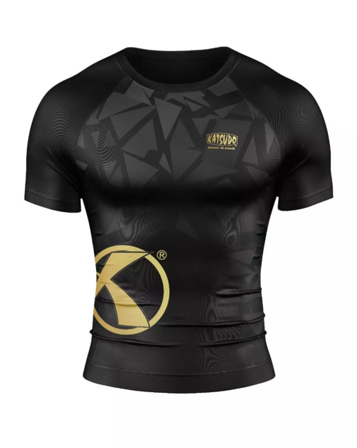 Katsudo Virago Rashguard mit kurzen Ärmeln, schwarz-gold