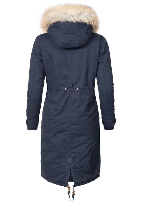 Navahoo KIN-JOO damen Winterjacke mit Kapuze und Fell, Navy