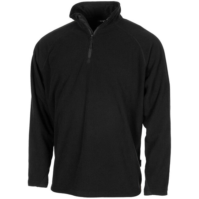 MFH Troyer Langarm-Fleece-T-shirt, schwarz