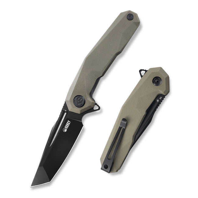 KUBEY Carve Tan & Black schließmesser (D2)