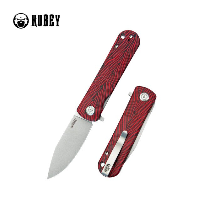 KUBEY NEO Outdoor Damast. G10 Schließmesser Rot-Schwarz