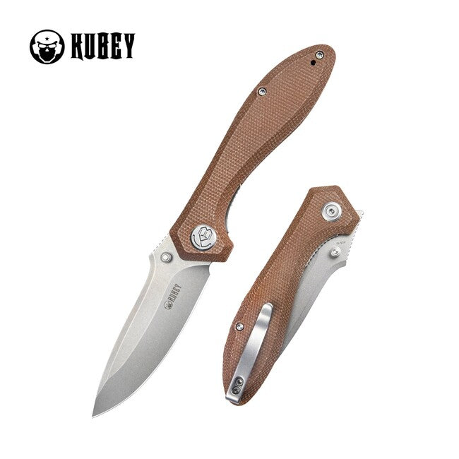 KUBEY Ruckus Tan Micarta schließmesser