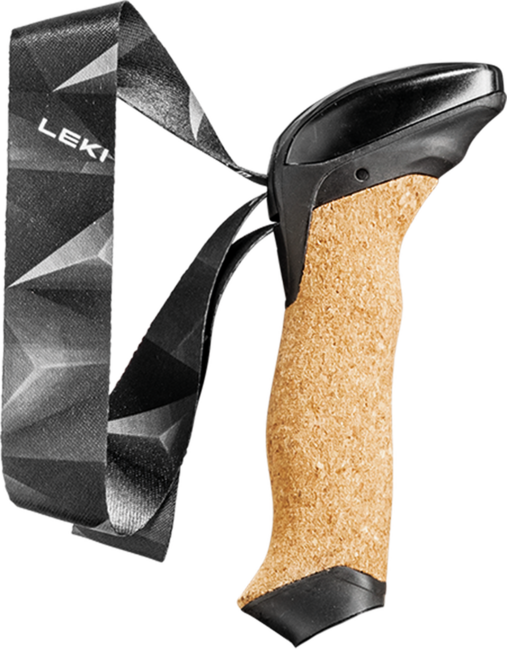 LEKI Aergon Air echt Kork | Skin Strap 4.0, schwarz-schwarz, 16 mm
