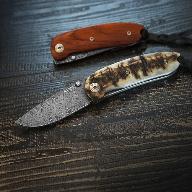 Lionsteel 8210D ST vorderes damaszenerstahlklinge taschenmesser