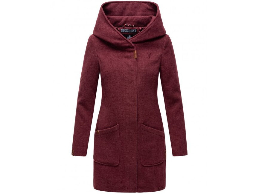 Marikoo MAIKOO damen-Wintermantel mit Kapuze, dark red