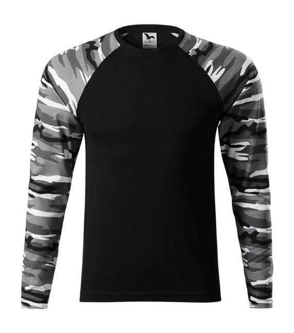 Malfini Camouflage langärmliges T-shirt, grau,160g/m2