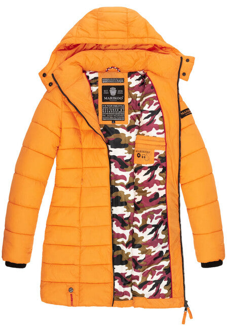 Marikoo ABENDSTERNCHEN damen Steppmantel mit Kapuze Apricot Sorbet
