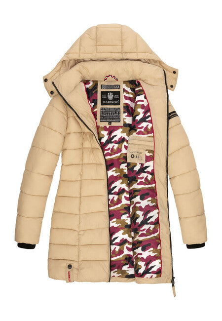 Marikoo Abendsternchen damen steppmantel mit kapuze beige