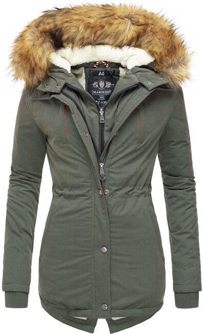 Marikoo Akira damen-winterjacke mit kapuze, oliv
