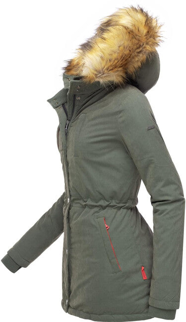 Marikoo Akira damen-winterjacke mit kapuze, oliv