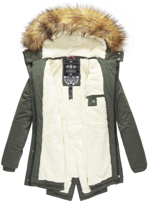 Marikoo Akira damen-winterjacke mit kapuze, oliv