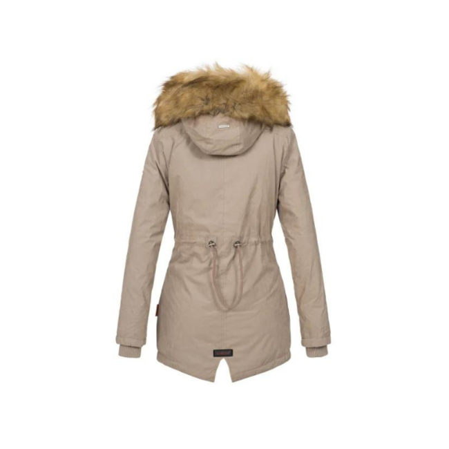 Marikoo Akira taupe damen-winterjacke mit kapuze