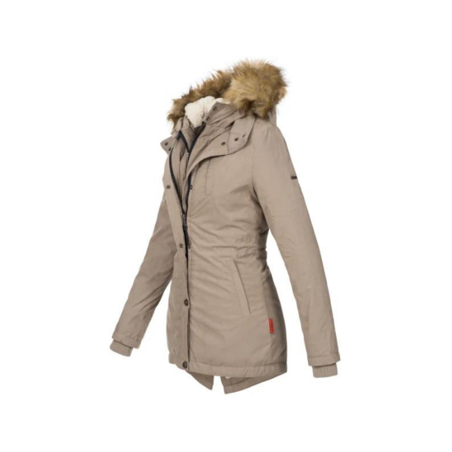 Marikoo Akira taupe damen-winterjacke mit kapuze