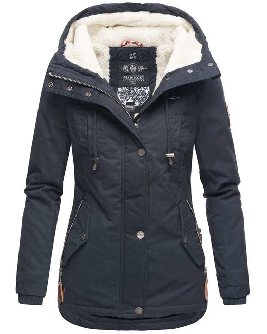 Marikoo BIKOO damen-Winterjacke mit Kapuze, navy