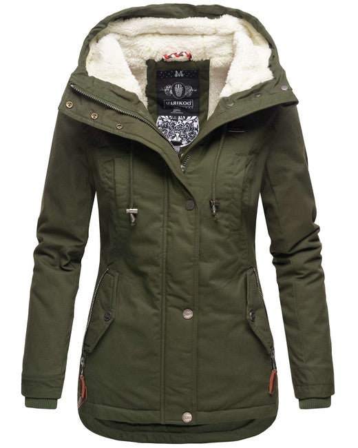 Marikoo BIKOO damen-Winterjacke mit Kapuze, grün