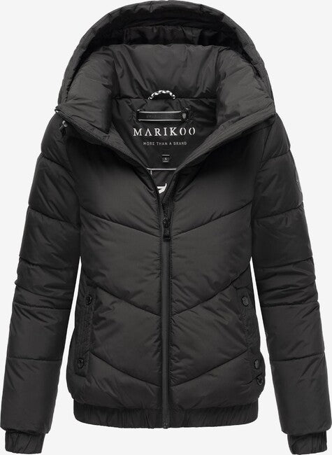 Marikoo Nayanaa damen kurze winterjacke mit kapuze, schwarz