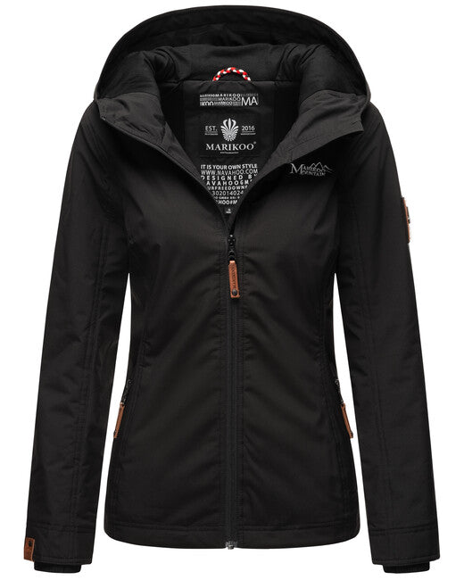 Marikoo BROMBEERE damen-Übergangsjacke mit kapuze, schwarz