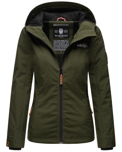 Marikoo BROMBEERE damen-Übergangsjacke mit Kapuze, oliv