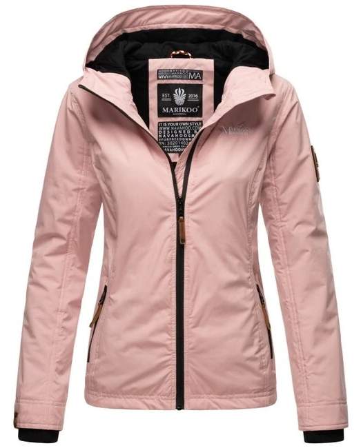 Marikoo BROMBEERE damen-übergangsjacke mit kapuze, powder rose