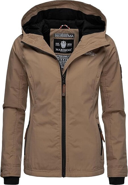 Marikoo Brombeere damen-übergangsjacke mit kapuze, taupe