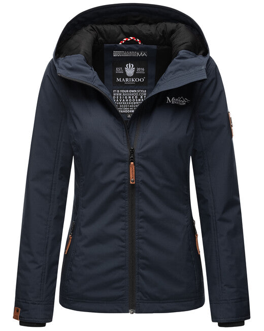 Marikoo BROMBEERE damen-übergangsjacke mit kapuze, navy