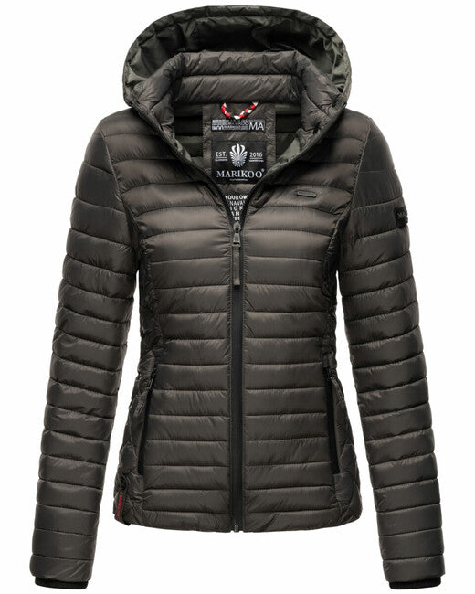 Marikoo Samtpfote damen Übergangsjacke mit Kapuze, anthrazit