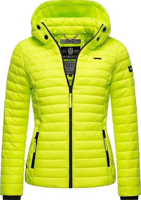 Marikoo Samtpfote damen übergangsjacke mit kapuze, neongrün