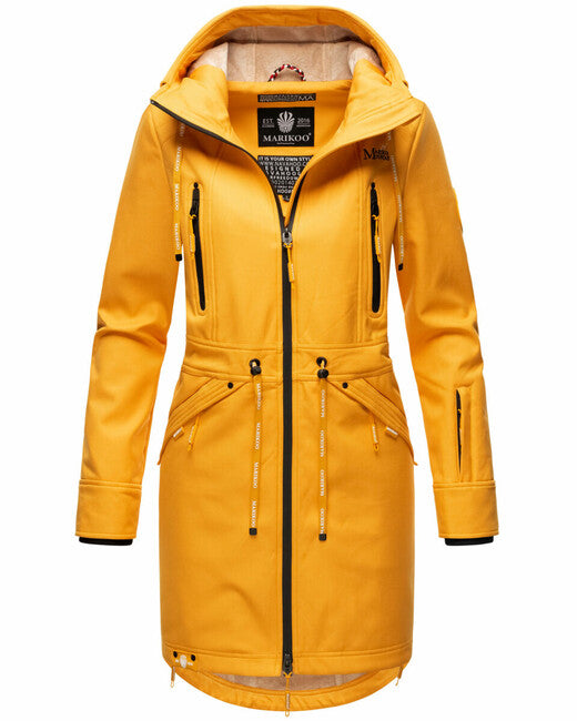 Marikoo Racquelle damen softshelljacke mit kapuze, bernsteingelb
