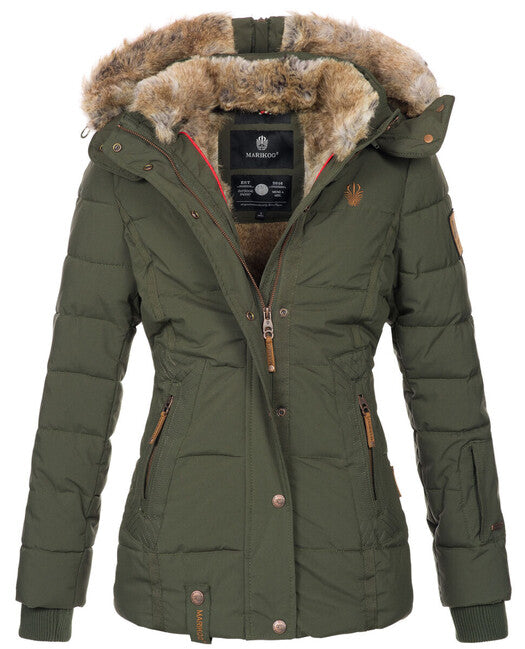 Marikoo Nekoo damen winterjacke mit kapuze, oliv