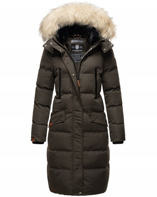 Marikoo Schneesternchen damen-Winterjacke mit Kapuze, anthrazit