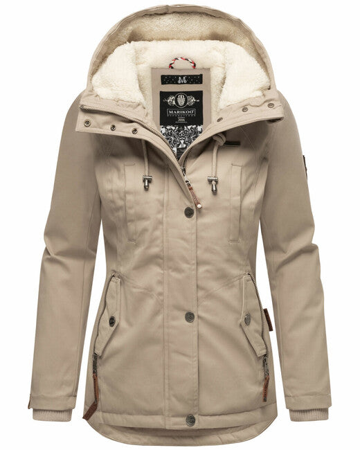 Marikoo Bikoo damen Winterparka mit Kapuze, helles Taupe
