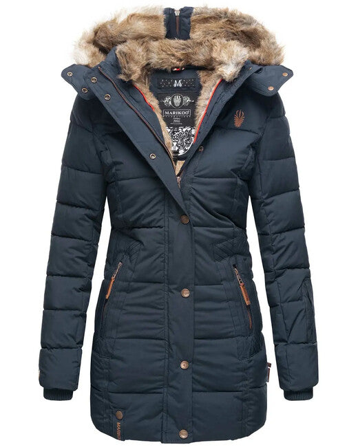 Marikoo Lieblings Jacke damen-Winterjacke mit Kapuze, navy