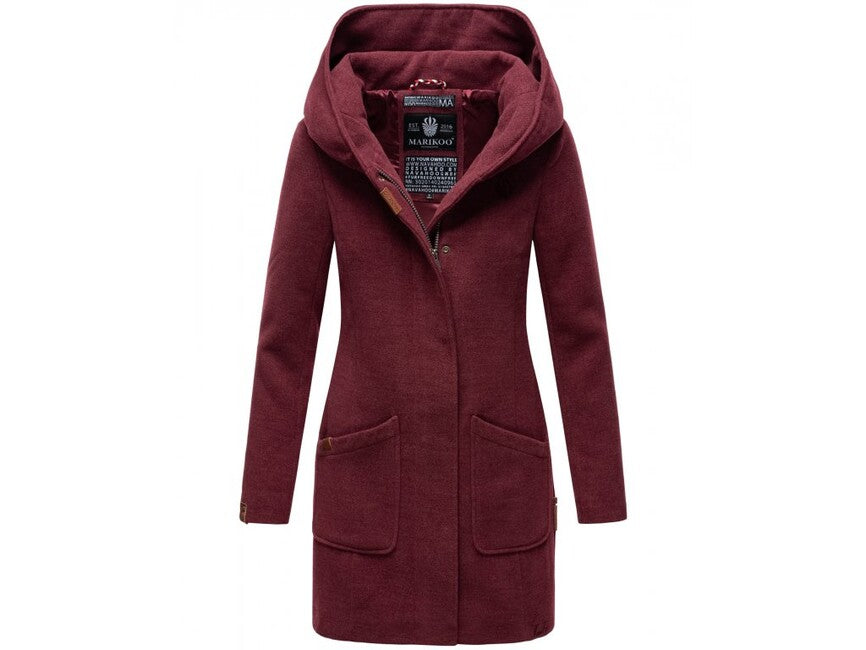 Marikoo MAIKOO damen-Wintermantel mit Kapuze, dark red
