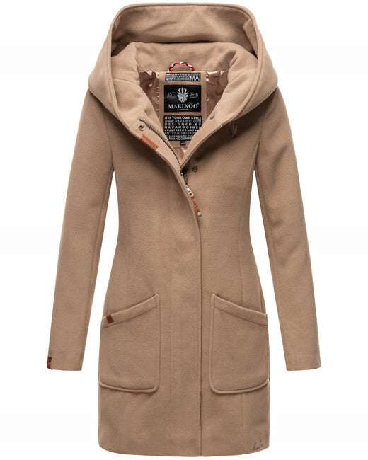Marikoo MAIKOO damen-Wintermantel mit Kapuze, taupe grey
