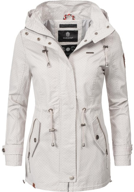 Marikoo Nyokoo damen-Übergangsjacke mit Kapuze, light grey gepunktet