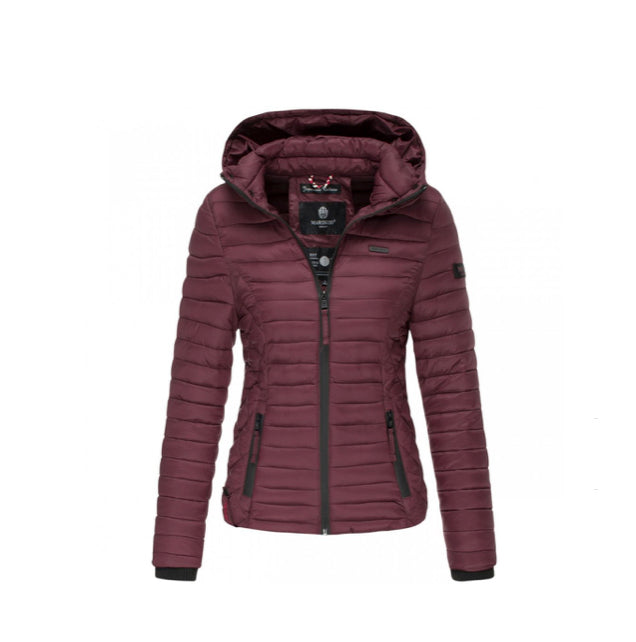 Marikoo Samtpfote damen-Übergangsjacke mit Kapuze, bordeaux