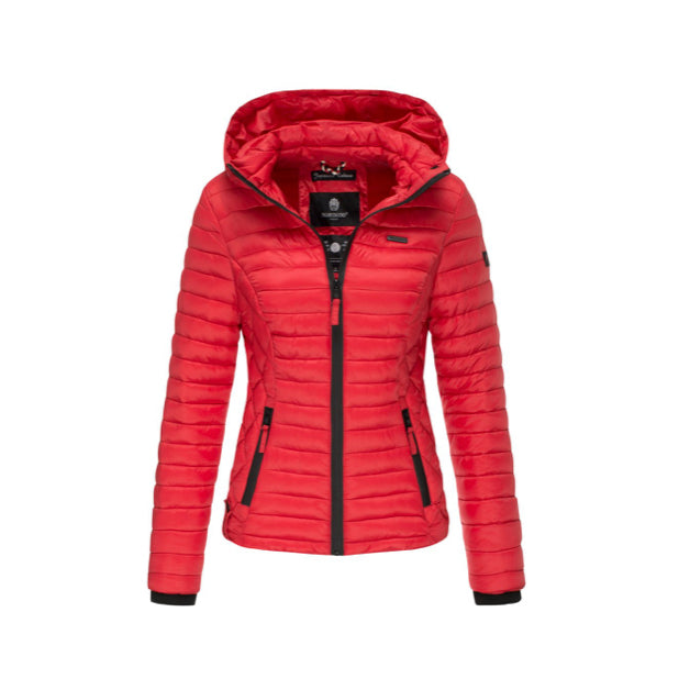 Marikoo Samtpfote damen-Übergangsjacke mit Kapuze, rot