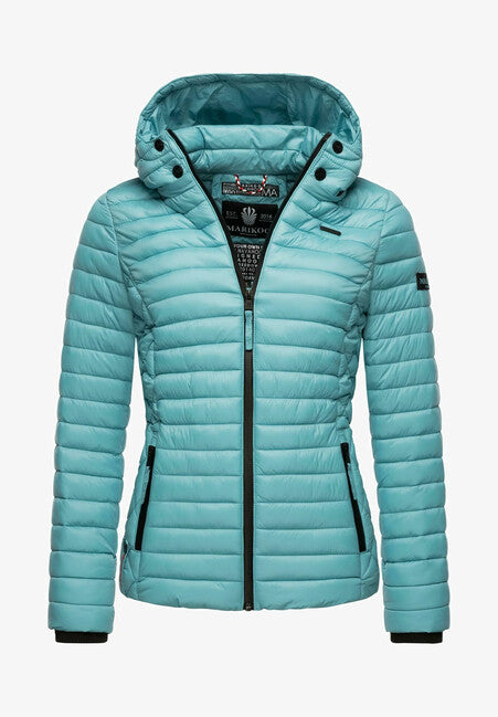 Marikoo Samtpfote damen-Übergangsjacke mit Kapuze, Misty Blue