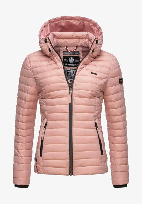Marikoo Samtpfote damen-Übergangsjacke mit Kapuze, powder rose
