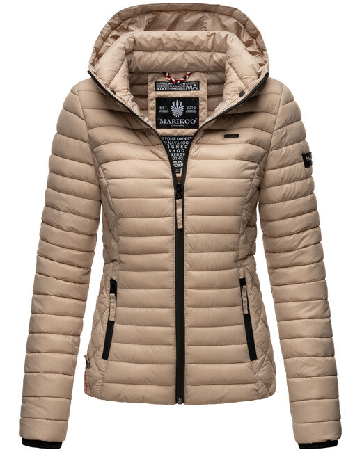 Marikoo Samtpfote damen-Übergangsjacke mit Kapuze, taupe