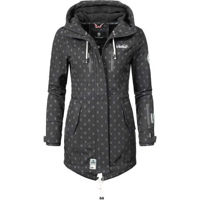 Marikoo ZIMTZICKE P damen-winter-softshelljacke mit kapuze, schwarz