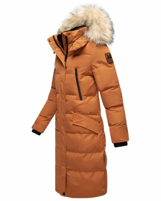 Marikoo Schneesternchen damen-Winterjacke mit Kapuze, rusty cinnamon