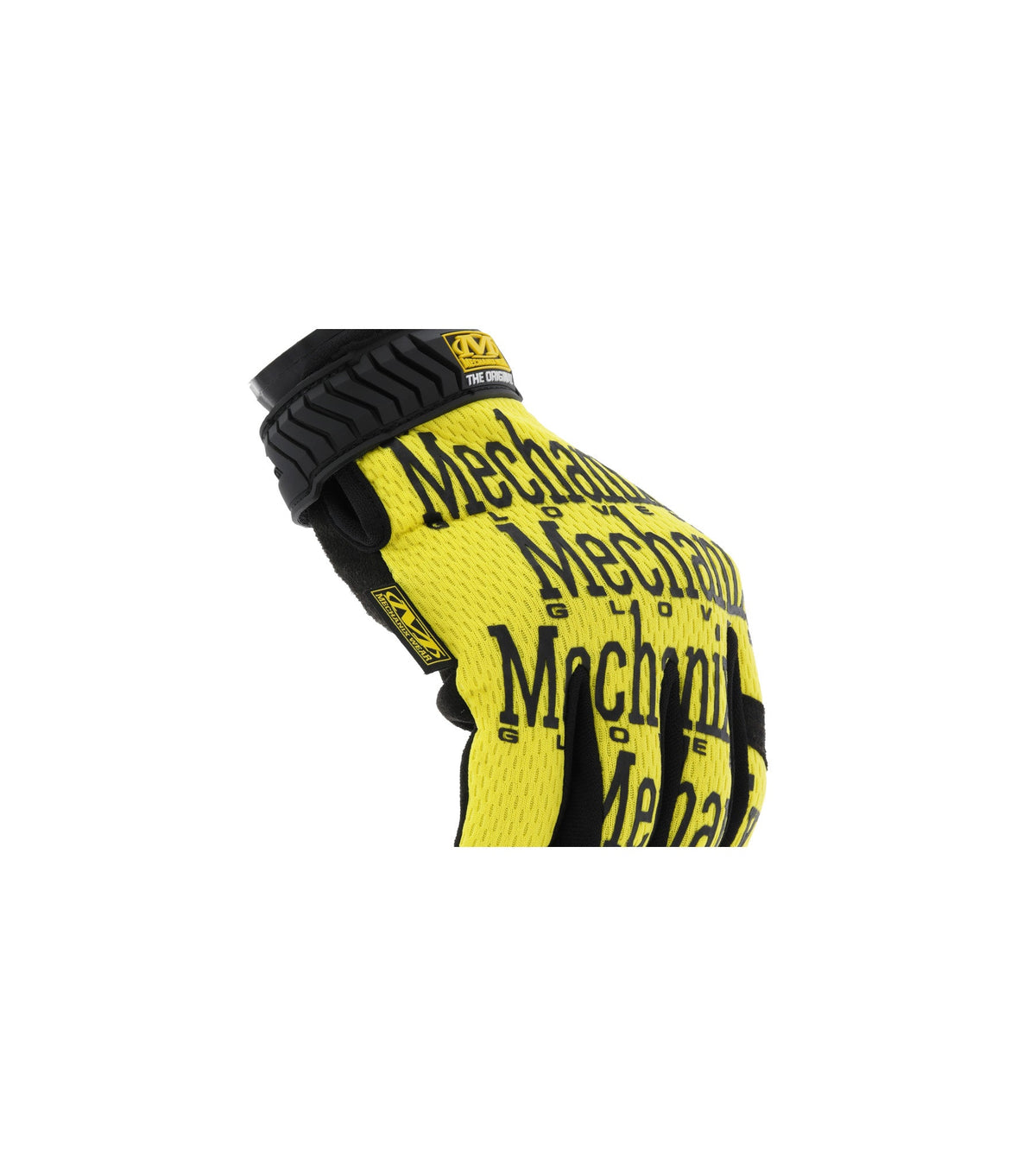 Mechanix Handschuhe Original gelb s ciernym napisom