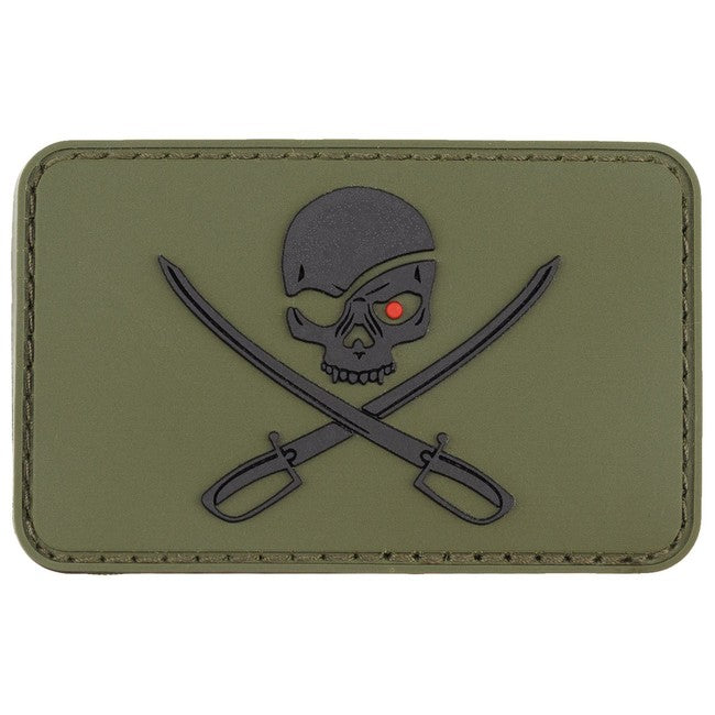 MFH 3D-Klettabzeichen Totenkopf mit Schwertern, oliv